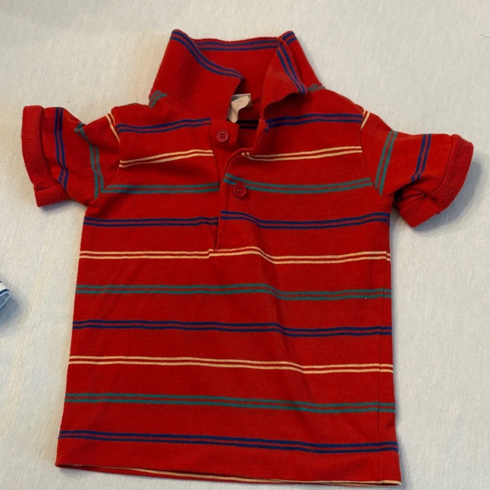 Striped Vintage 2T Polo Shirt Set - Blue, Red, Green